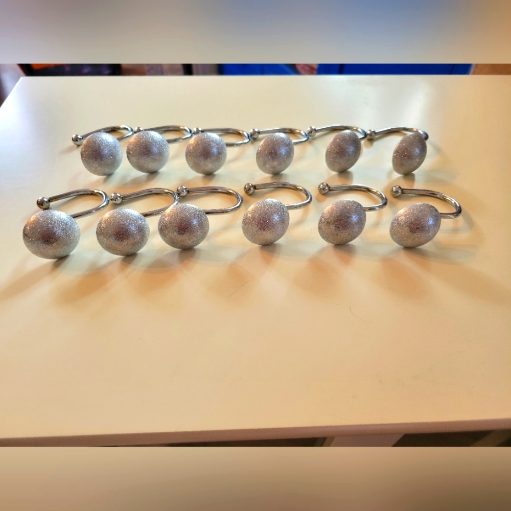 Sparkling Stainless Steel Shower Hooks Set of 12